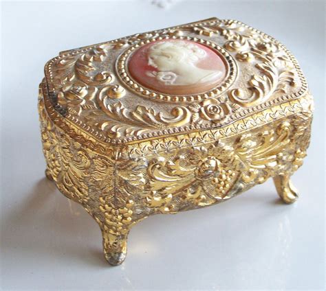 vintage style metal ring box|old fashioned jewellery boxes.